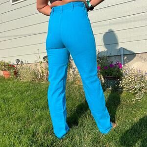 Vintage 80s Wrangler Silverlake cerulean blue high rise taper leg cowgirl jeans